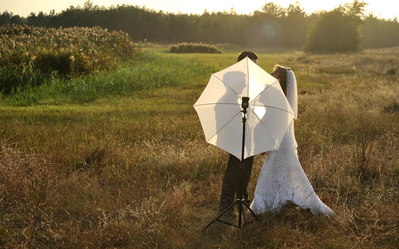 Hochzeitsfotografie mit Reflektor